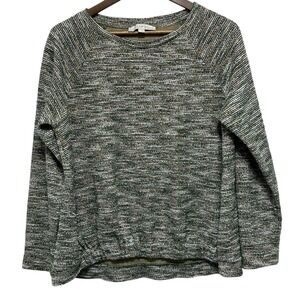 LOFT Top Womens L Multicolor Marled Knit Elastic Bottom Long Sleeve Pullover